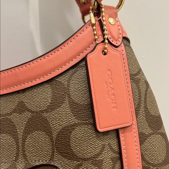 Coach (NWOT) Kristy Shoulder Bag in Signature Canvas with Light Coral Trim - Picture 5 of 14
